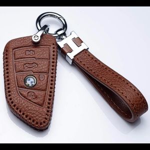 Leather Car Key Fob Cover Case Protector For BMW